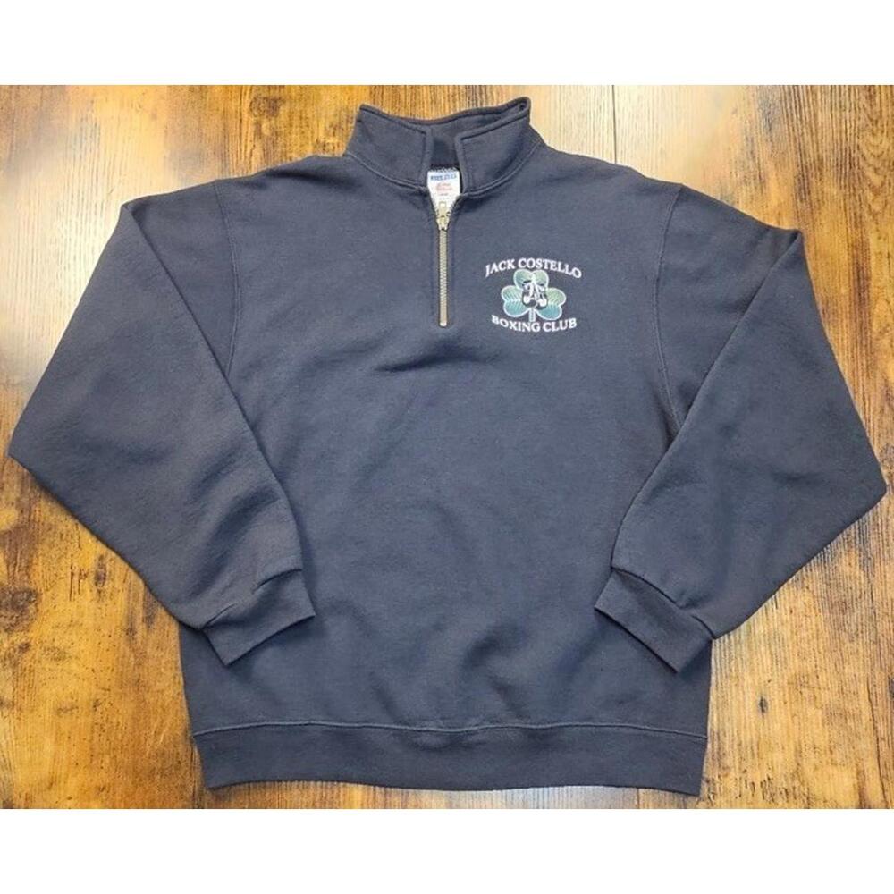 Vintage Jerzees Super Sweats 1/4 Zip Pullover Jack Costello Boxing Club Size M‎